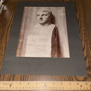 Vintage Herm Surmounted w Youthful Head Mounted Roman Sculpture Photo Face Bust